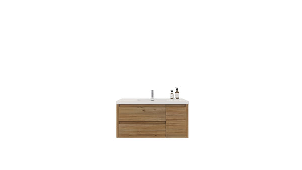 Jack Wall Mounted Single Bathroom Vanity Set in Natural Oak