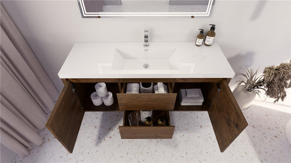 Jack Wall Mounted Single Bathroom Vanity Set in Rose Wood
