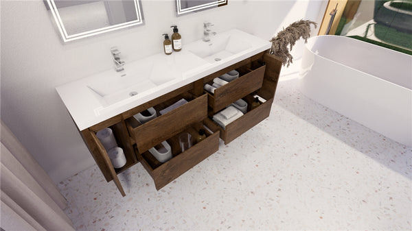 Jack Wall Mounted Single Bathroom Vanity Set in Rose Wood